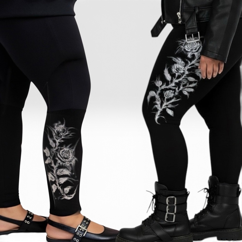 TORRID Nightfall Black Gothic Rose Leggings w/Bleeding Ink Effect NWT Size 2X